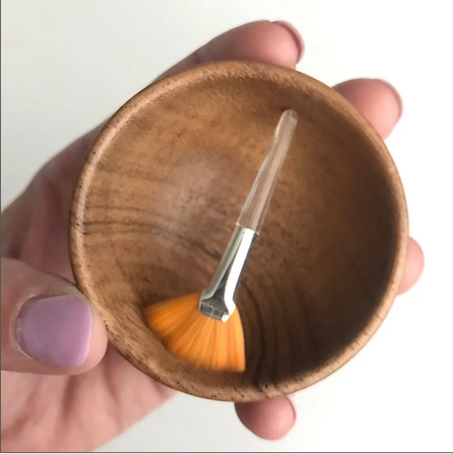 Wooden Mask Mixing Bowl + Mini Brush